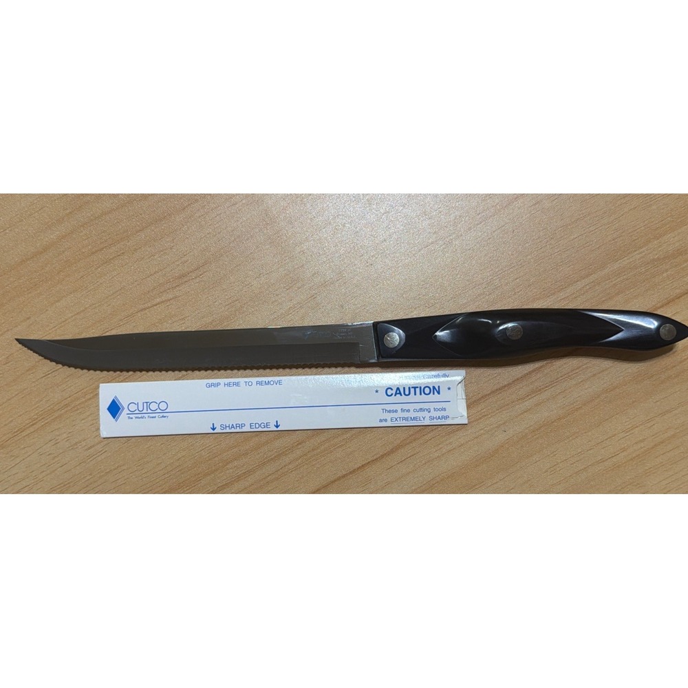 Cutco NEW Knife 1729 Serrated Carver Knife w/ Cover Black Handle